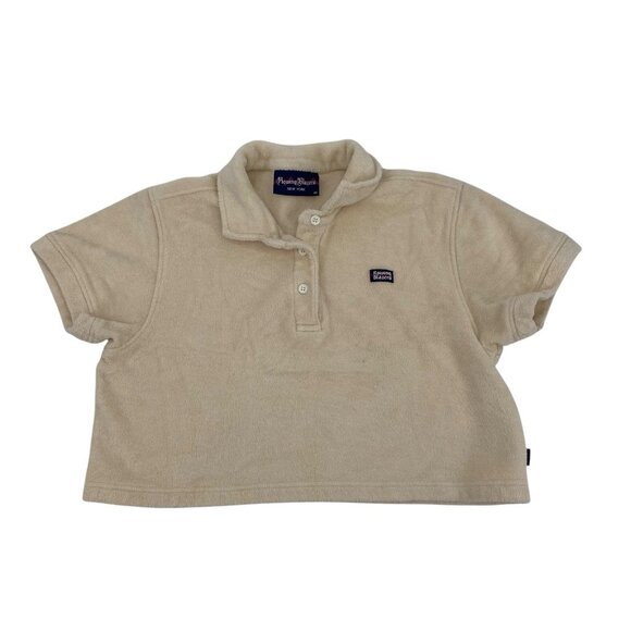 Rowing Blazers Size M Cream Terry Cloth Short Sleeve Polo Cropped Organic Cotton - Picture 1 of 10